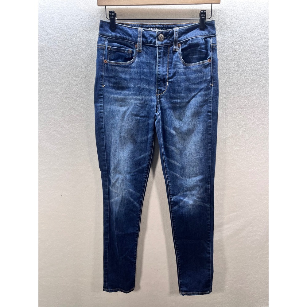 American Eagle Hi-Rise Skinny Jeans Womens 2 Dark Wash Denim Blue Stretch 3198
